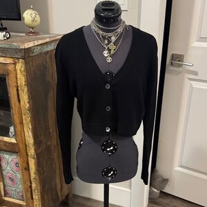 Wilfred Black ribbed 3 button Cardigan Sweater - sz xs